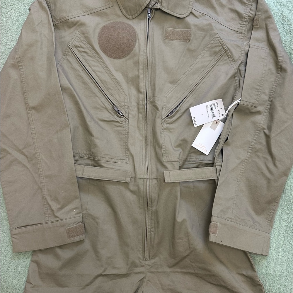 Good American Khaki/Olive Jumpsuit with Zipper